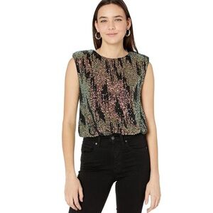 ASTR THE LABEL Black-Pink Multi 'Hollywood' Sequin Bodysuit Size S, New